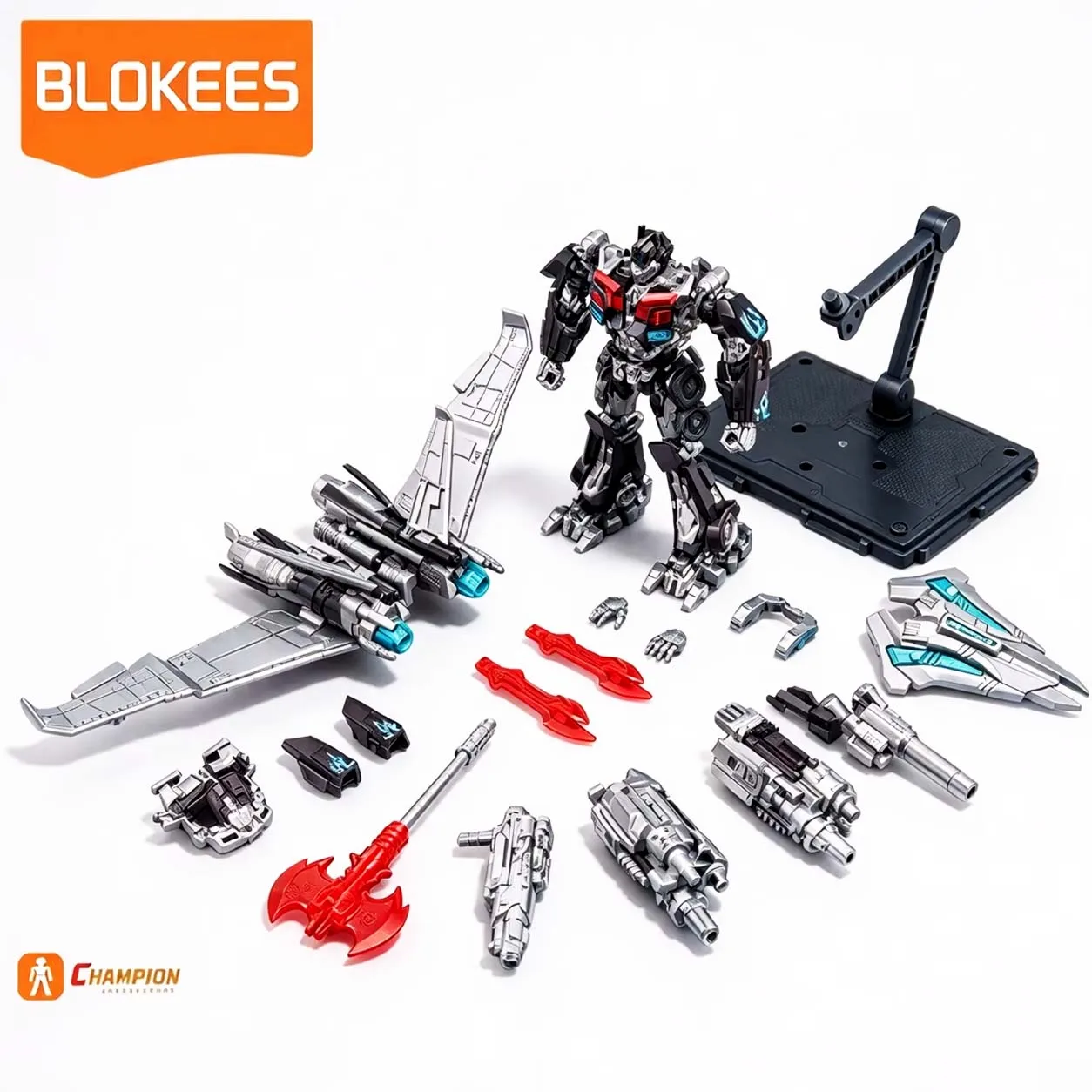 Figurine d'action articulée Optimus Prime Transformers Blokees authentique, version originale/sombre avec ailes, modèle de collection à construire