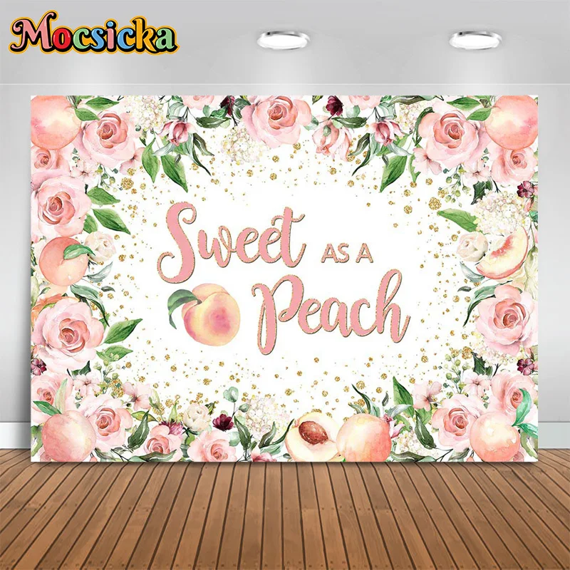 

Mocsicka Photography Backdrops Pink Floral Peach Background Decor Baby Shower Girl Birthday Party Kids Photo Studio Banner