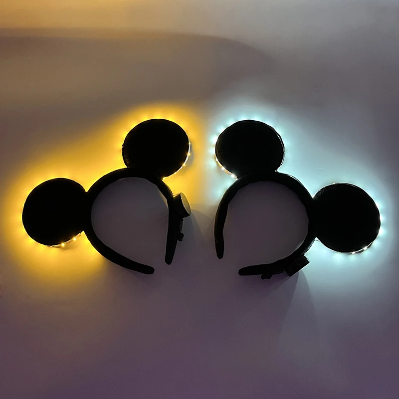 Luminous Glowing Headband LED Mickey Hairband Birthday Party Supplies Boy Girl Headwear Mouse Ears Hair Band Hair Accessories