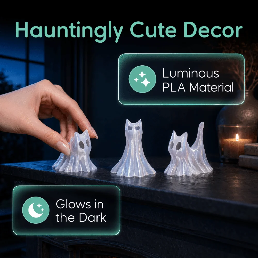3PCS/SET Funny Halloween Cat Figurines Glow-in-the-Dark Unique Design Ghostly Cats Miniature Plastic Material