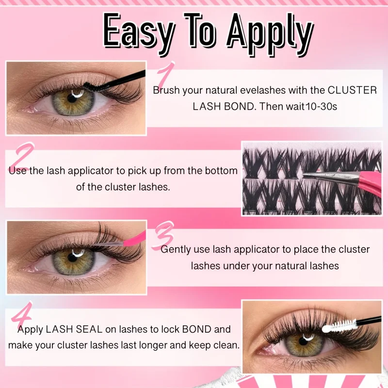 طقم تمديد الرموش 740/200pcsCluster، 2 في 1 لاش بوند، ملاقط، مزيل الرموش، مجموعات مزيج 30D+40D+50D 9-16 مم للمبتدئين