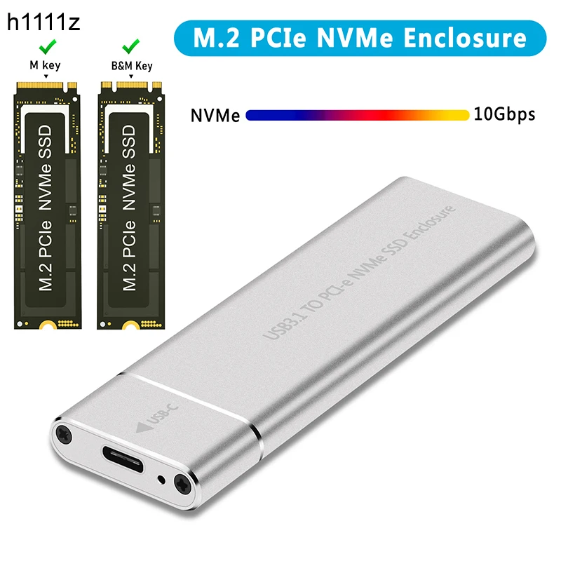 

Новый внешний корпус NVMe M2 SSD, внешний корпус SSD NVME PCIE 10 Гбит/с USB 3,1 Gen2 USB C адаптер, алюминиевый корпус M.2 NVMe SSD