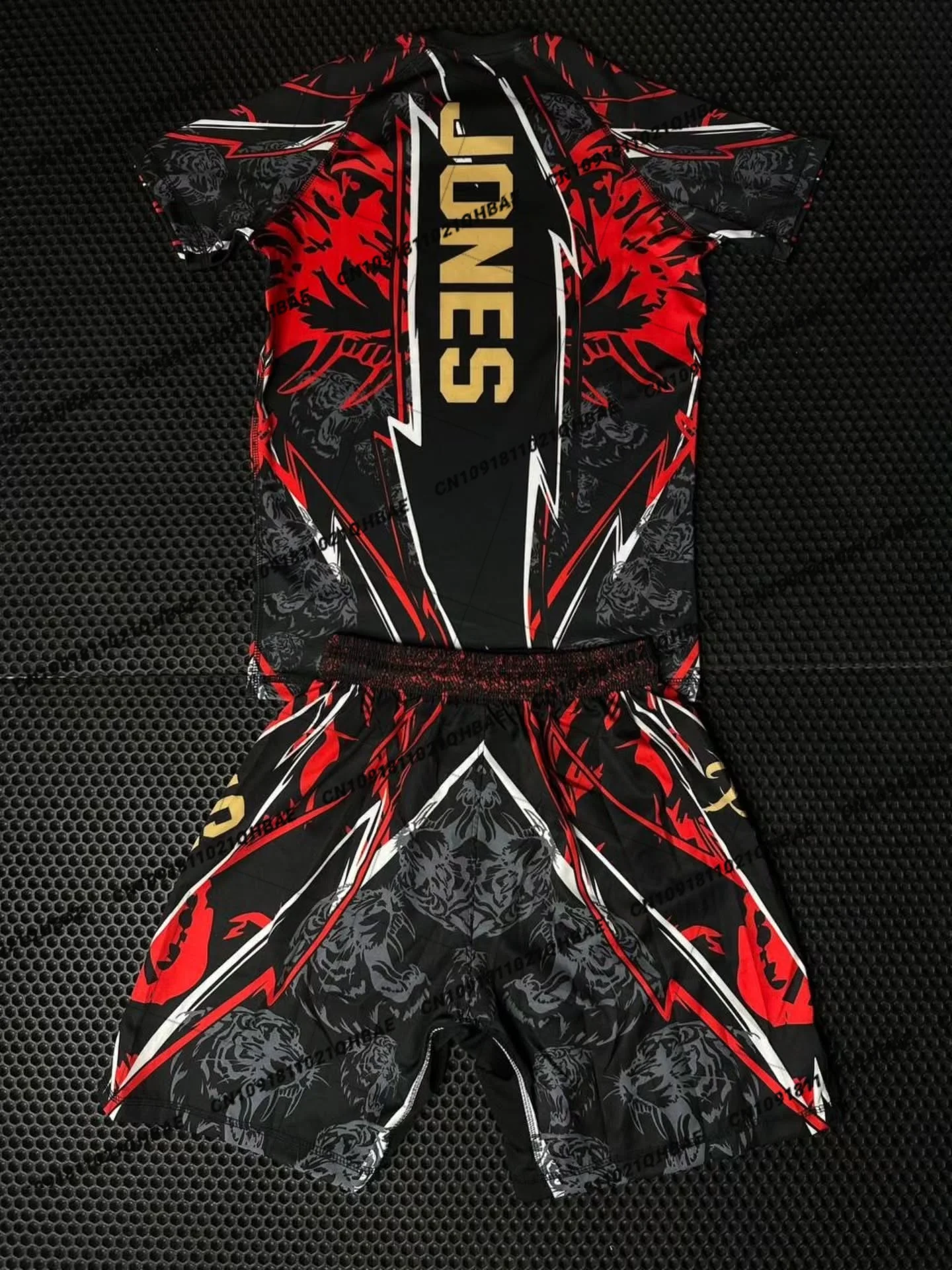 Summer Top Boxer MMA Octagonal Cage Jon Jones Tshirt Shorts Set Men Sports Training Running Set Speed drying Fighting Set