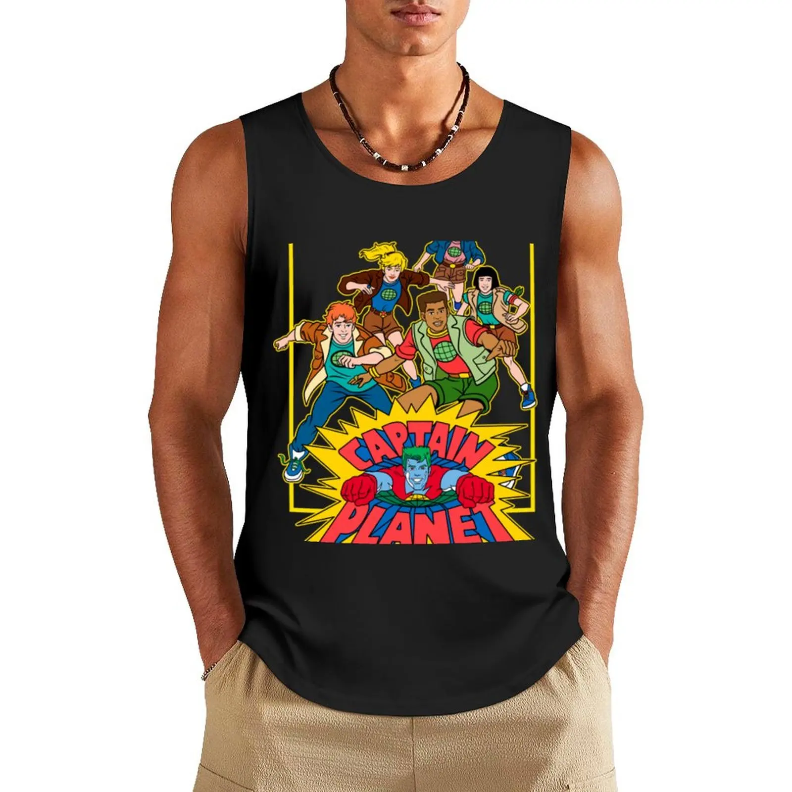 

Captain Planet and the Planeteers Tank Top t-shirt for men anime clothes T-shirt for fitness bodybuilding t shirt