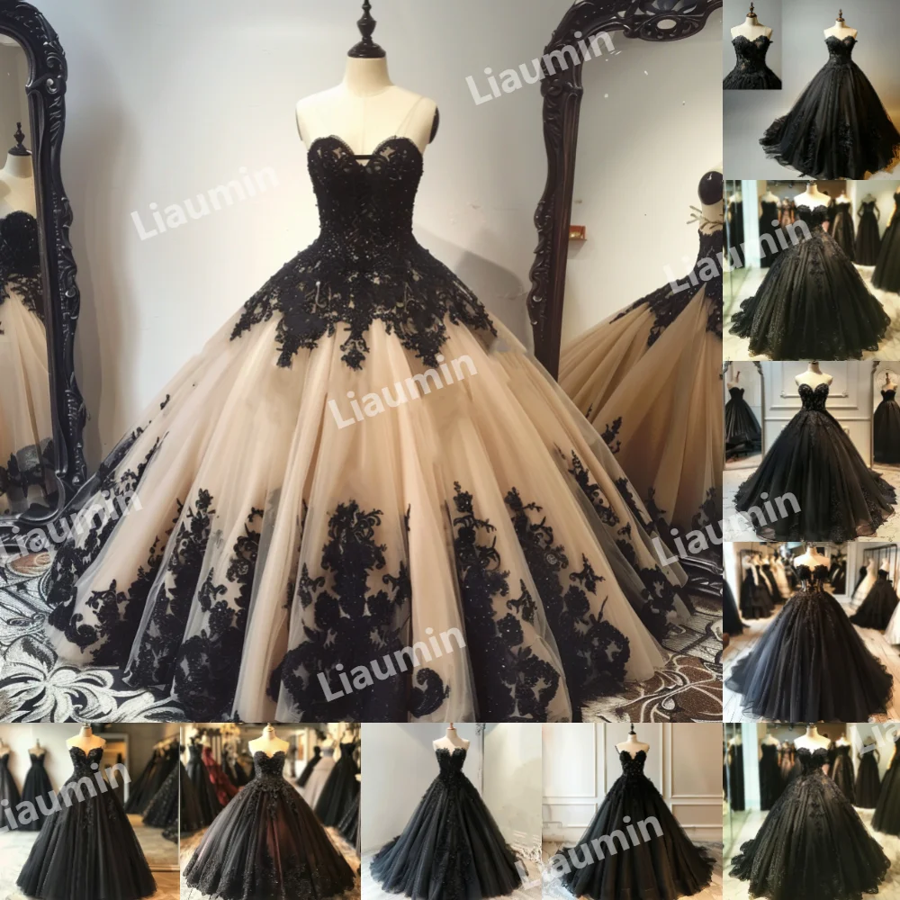 New Custom Tulle With Lace Applique Strapless Ball Gown Prom Formal Occasion Dresses Evening Party Lace Up Back Clothing A3-2.9