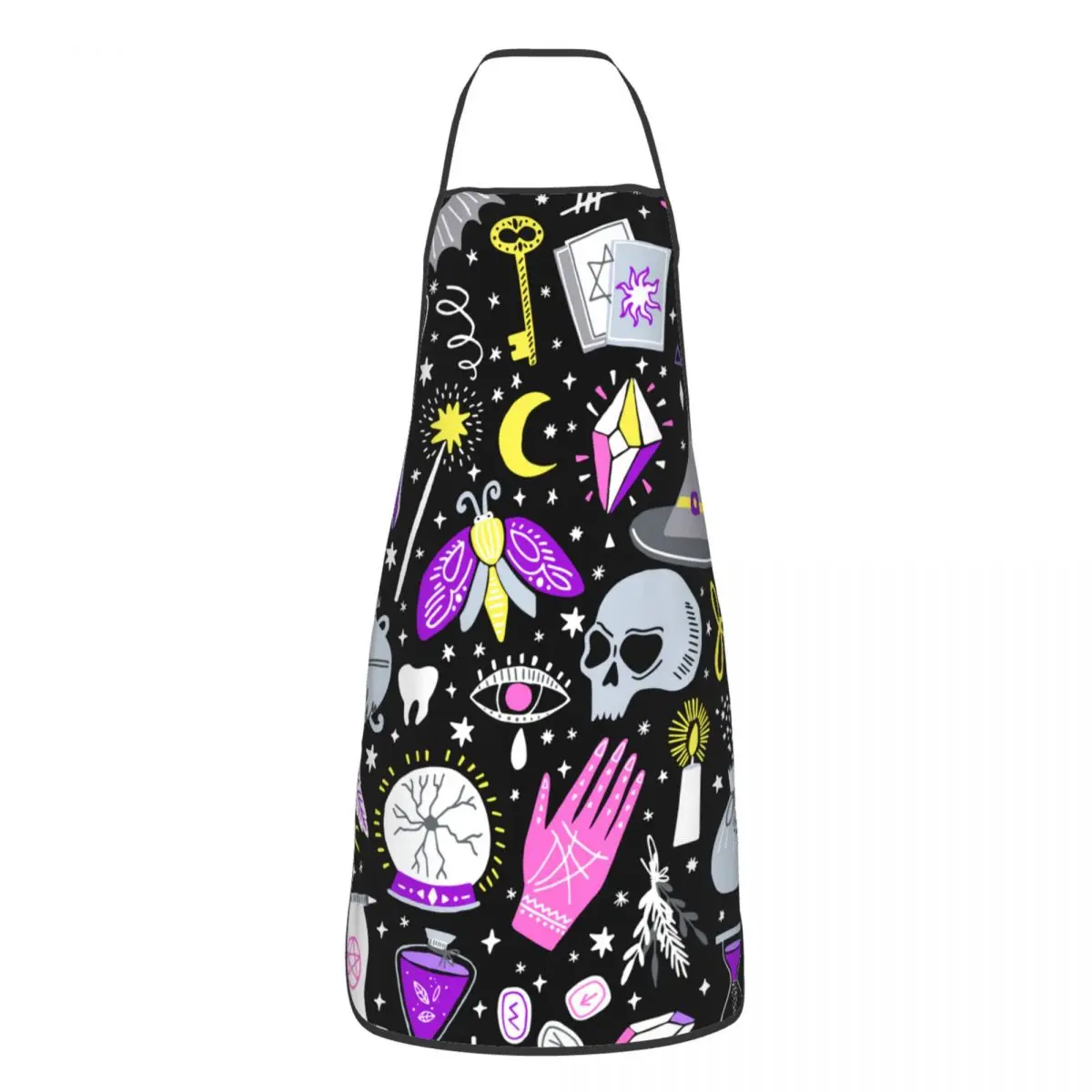 Custom Magic Witch Apron Women Men Unisex Bib Black Alchemy Bohemian Halloween Kitchen Cooking Tablier Cuisine Chef Gardening