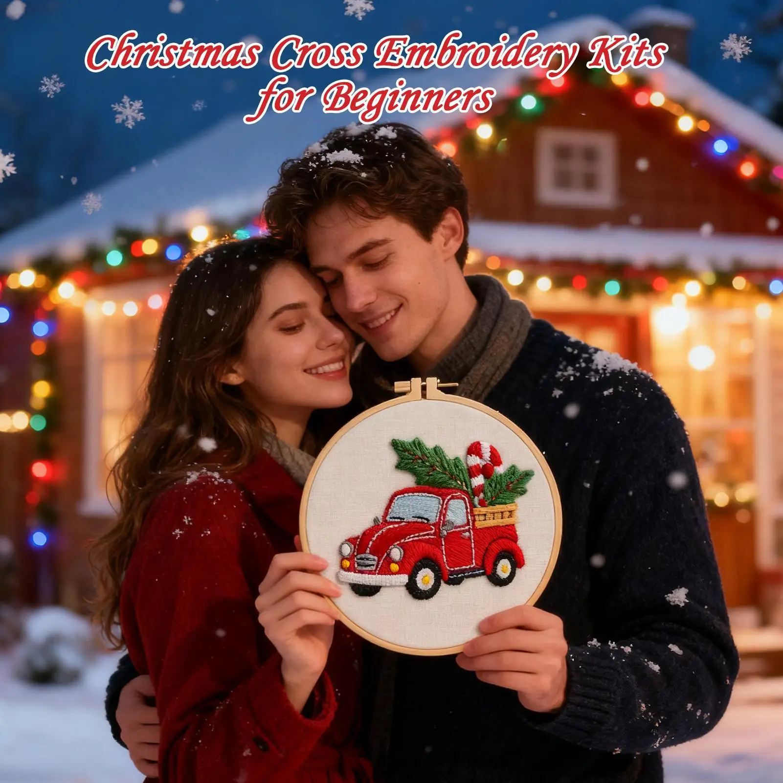 

Christmas Embroidery Kits For Adults Handmade Complete Festive Beginners Embroidery Set Including Hoop For Women Girls Mom