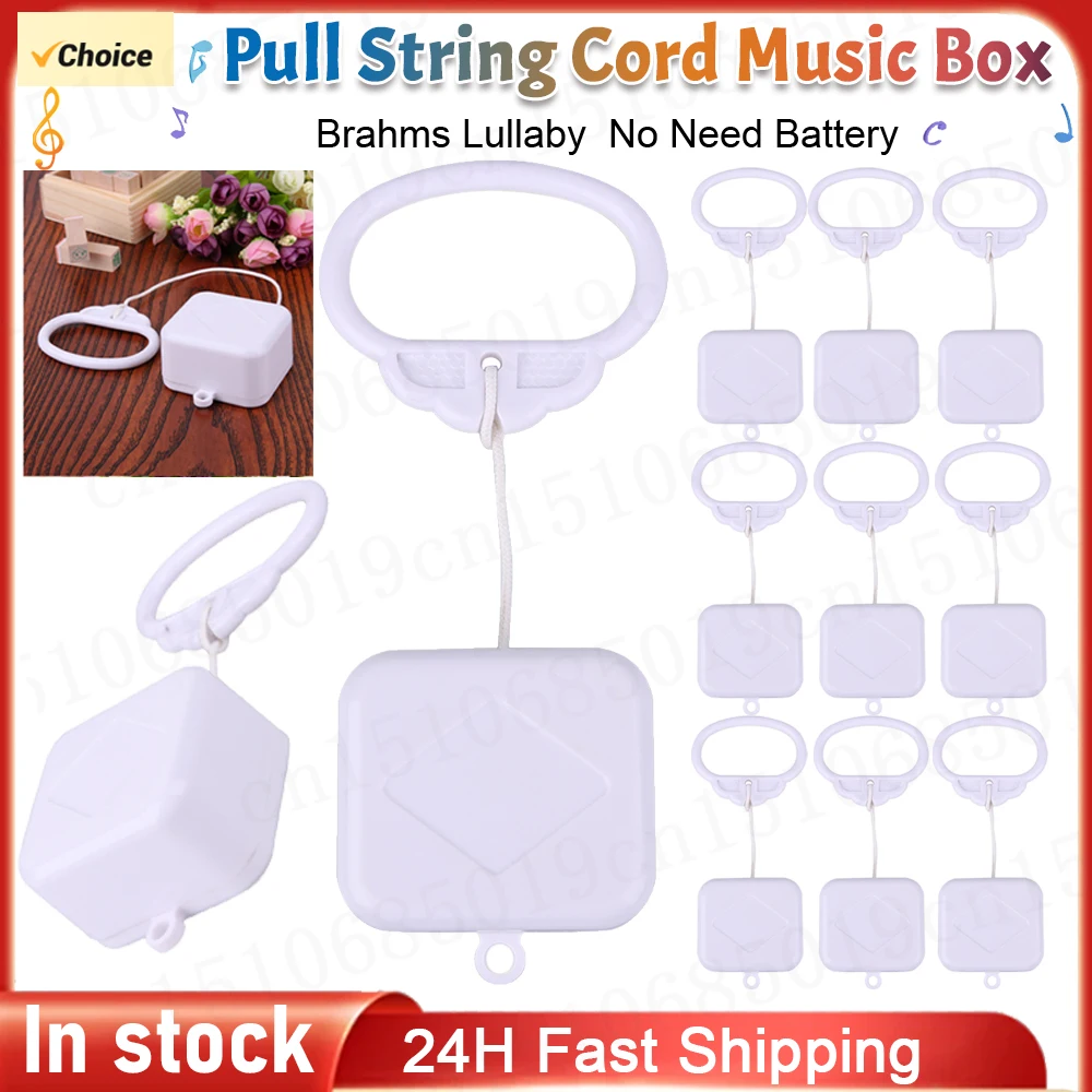 Pull String Music Box with Classic Lullaby Melody Plastic Music Box Mechanical Winding System Wind Up Music Box for Boys Girls