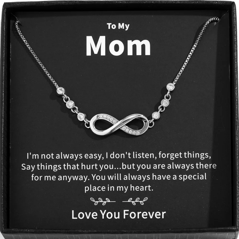 Classic Fashion Implies Eternity Infinite Number 8 Shape Mobius Strip Rhinestone Bracelets for Women Mother's Day Gifts Jewelry