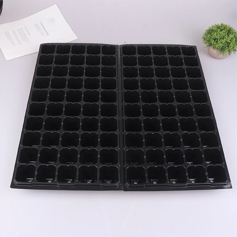 Plateaux de semis en plastique, plateau de germination de jardinage, conteneur de semis noir, fournitures de jardin pour légumes et fleurs, 2 pièces, 50 cellules