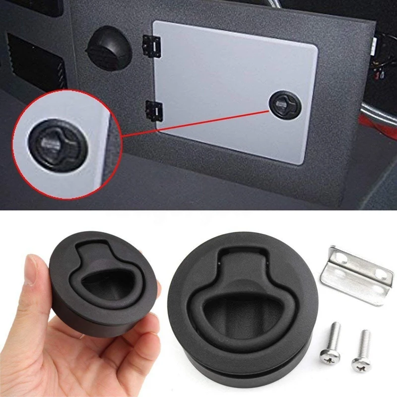 8Pcs Round Black Flush Pull Slam Latch For RV Boat Marine Deck Hatch Door Replacement