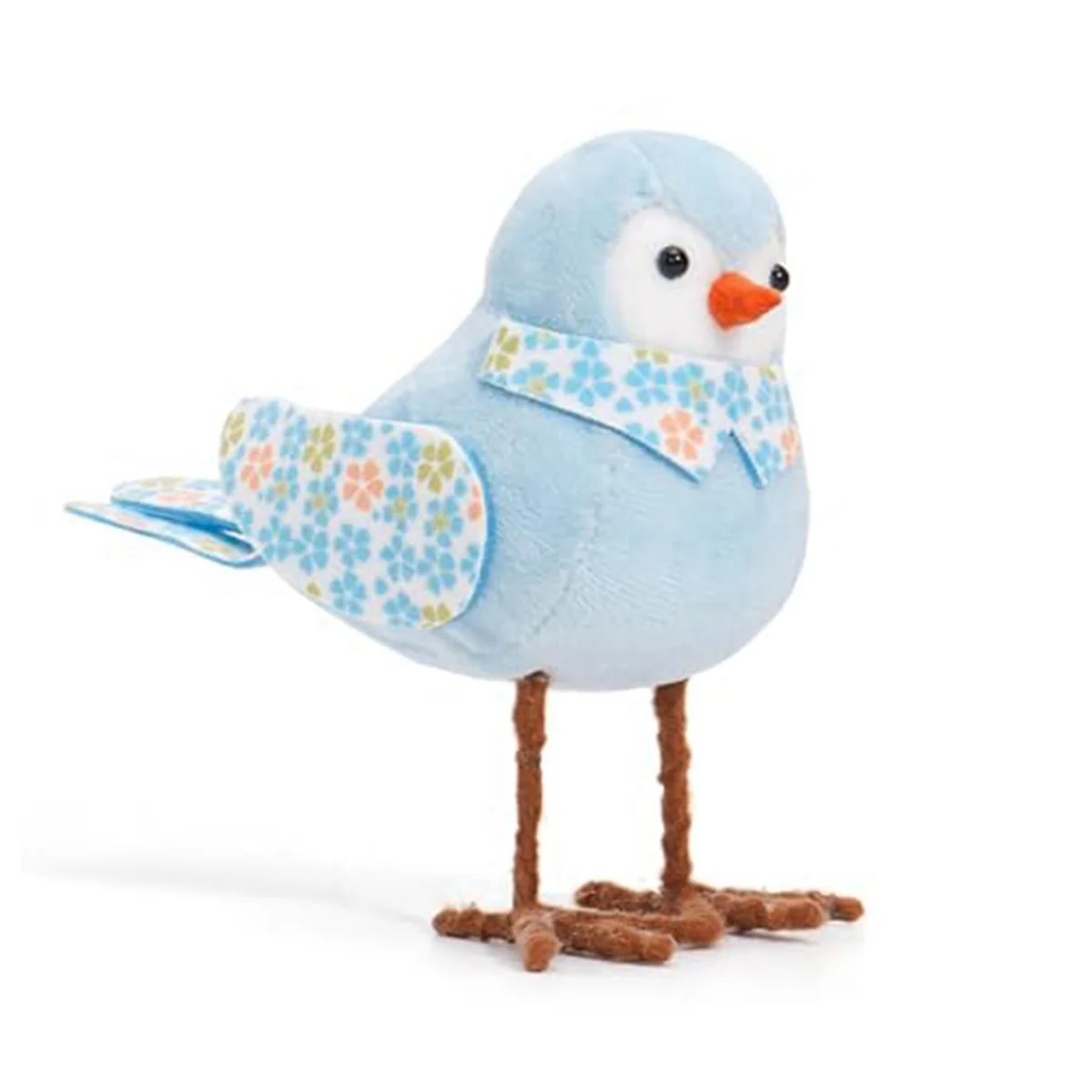 

Easter Plush Bird Dolls Holiday Standing Bird Figurine Ornaments with Long Leg & Printed Scarf and Bow for Table Blue