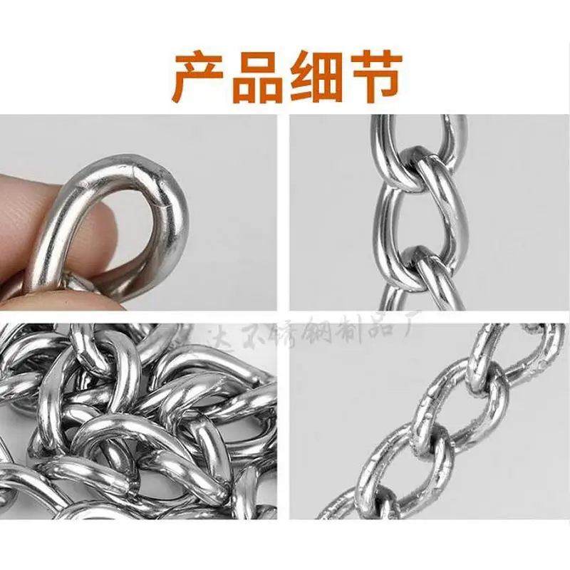 HQ TC01 Stainless Steel 304 Twist Chain with Two Snap Hook or Quick Links for Dog Lead Leash Binding Clothesline Banner Hanging