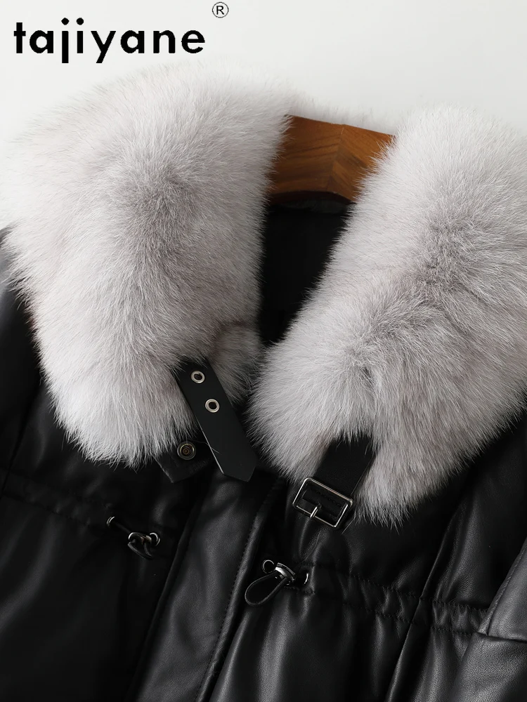 TAJIYANE Echt Schaffell Gans Unten Mantel Frauen Fuchs Pelz Kragen Puffer Jacke Aus Echtem Leder Jacken Winter Kleidung Frau 2025∑
