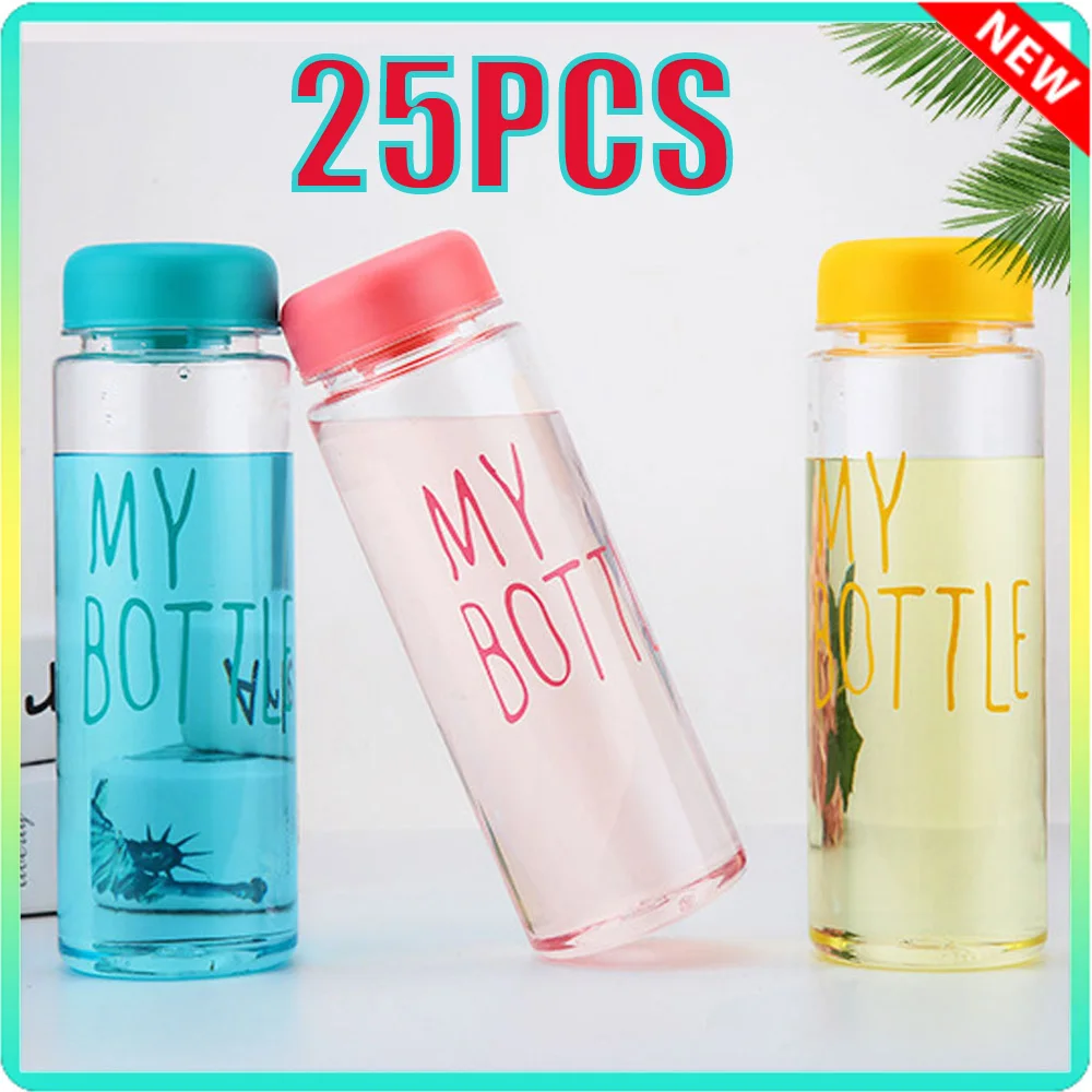 25PCS 500ml Sports Water Bottle Colorful mountain bike water bottle Plastic Cup Drinking Outdoor Travel Portable Gym Fitness Jug