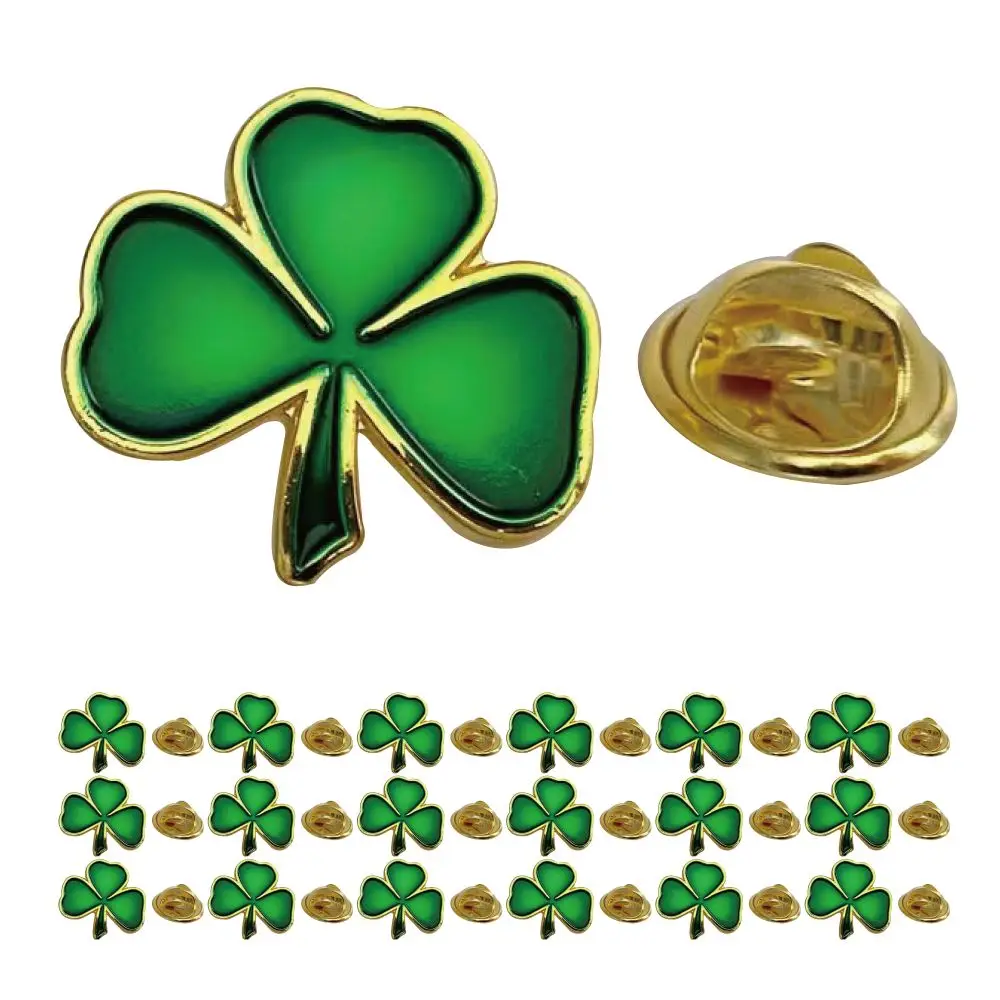 دبابيس دبابيس شامروك لعيد القديس باتريك - 5/10/50/100 قطعة بالجملة، دبوس طية صدر السترة باللون الأخضر هدية تذكارية لمهرجان أيرلندي