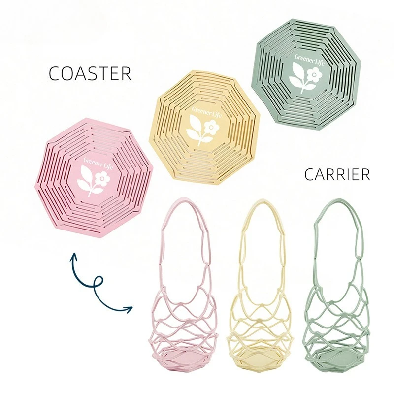 2-in-1 Silicone Cup Coaster and Bottle Carrier, Reusable Drink Holder for Takeaway Tea Beer Wine, Summer Gift, 185mm