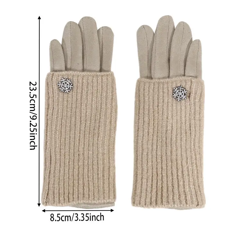 Guantes de lana tejidos para mujer, cálidos, resistentes al desgaste, para montar en los dedos, Color sólido, para invierno, pantalla táctil