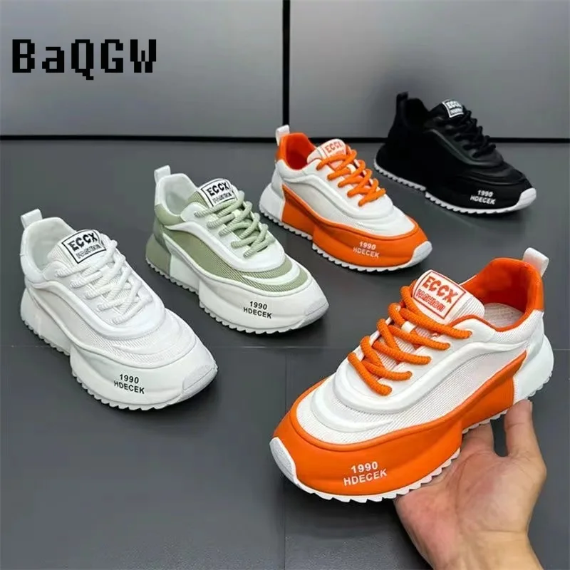 Casual Color Block Mesh Breathable Increased Internal Platform Designer Chunky Sneakers for Men Women Fashion Running Men Shoes