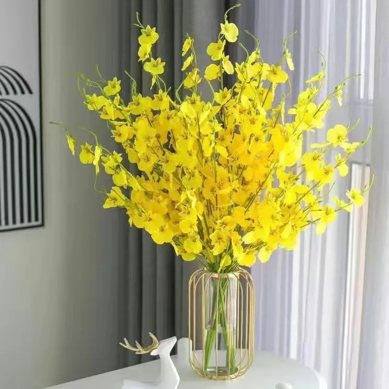 96CM High-quality Artificial Dancing Lady Orchid Fake Flower Arrangement Bouquet for Home Living Room Dining Table Decoration