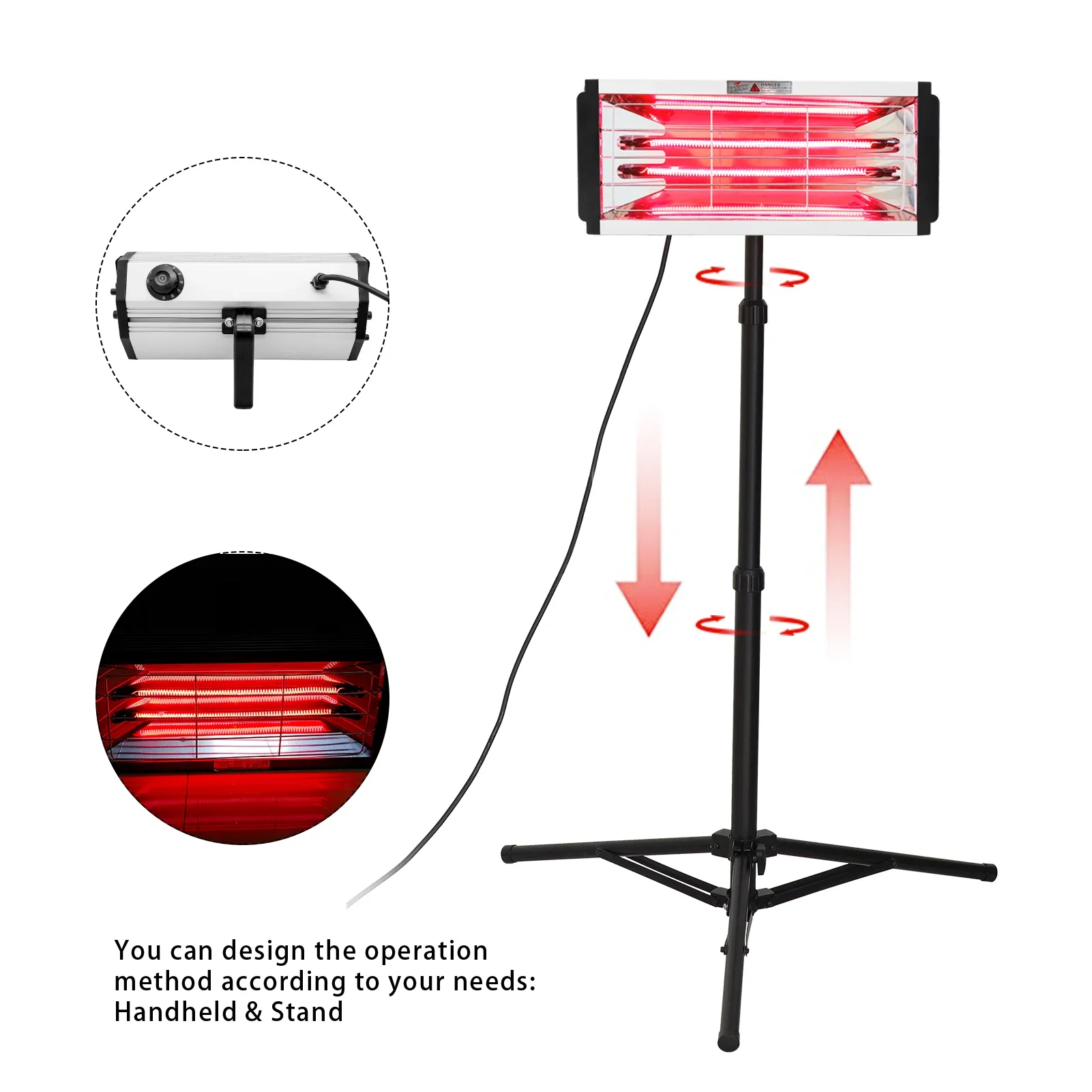 DATOUBOSS ZJ-KC-003 Short Wave Infrared Paint Lamp 2000W High Brightness LED Tube Space Temperature Enhancement Lamp