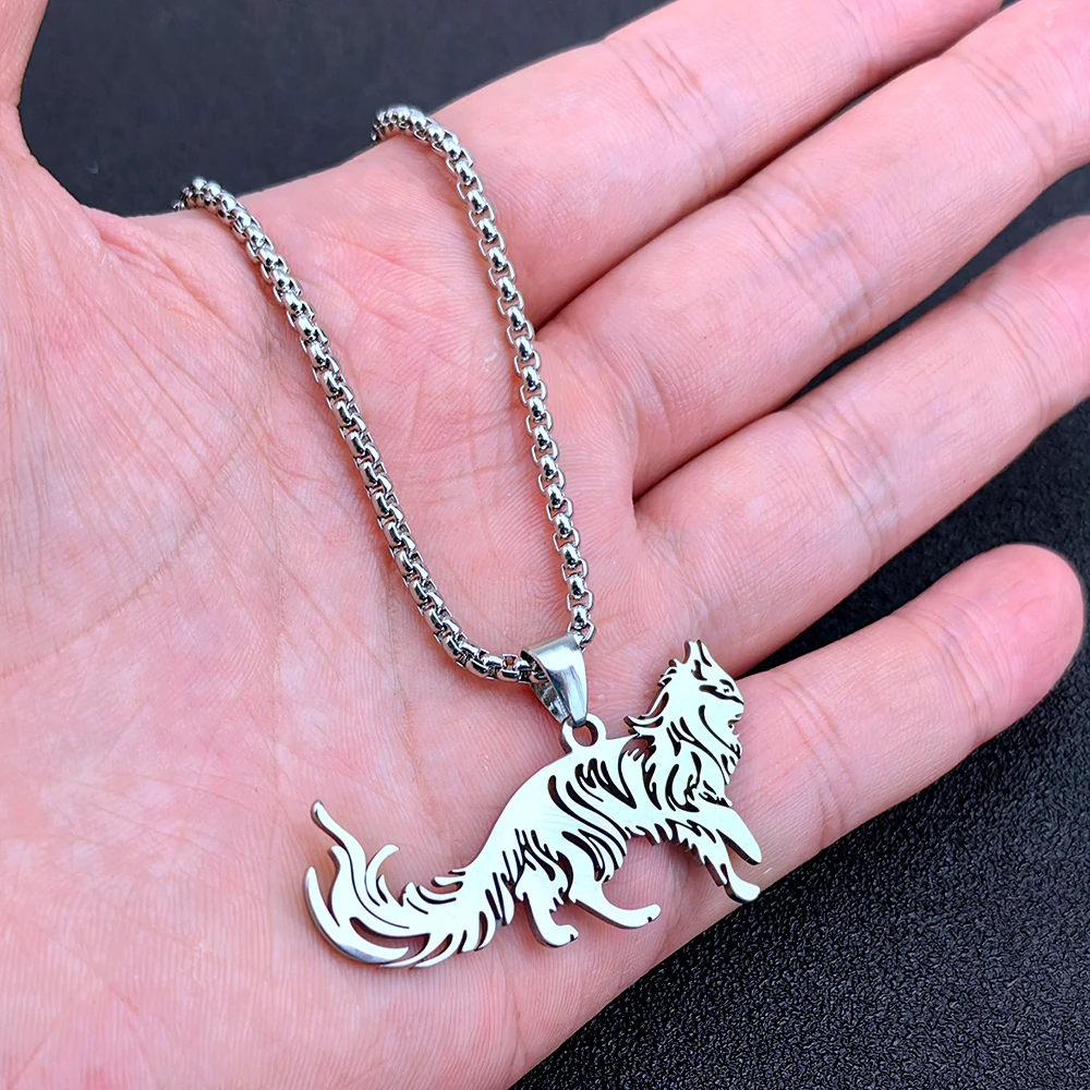 Mainecoon Pendant Necklace Cute Pet Maine Coon Cat Stainless Steel Pendants for Male Female Couple Hip-Hop Jewelry Birthday Gift