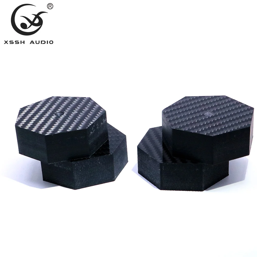 Big Heptagonal Carbon Fiber Speaker Spikes 7-Side 60*20mm Shock Absorbing Isolation Feet for CD Player Amplifier Audio Equipment