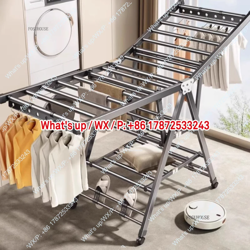 Aluminum Alloy Indoor Quilt Drying Artifact Outdoor Balcony Folding Clothes Drying Racks Floor Multifunction Laundry Drying Rack