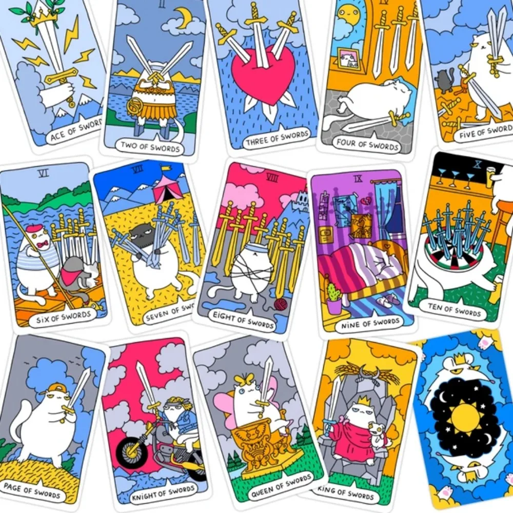 Paws Tarot Future In Your Paws 78 Cards Cat Tarot Deck for Cat Lovers and Tarot Enthusiasts Cute Tarot 10.3x6 Cm