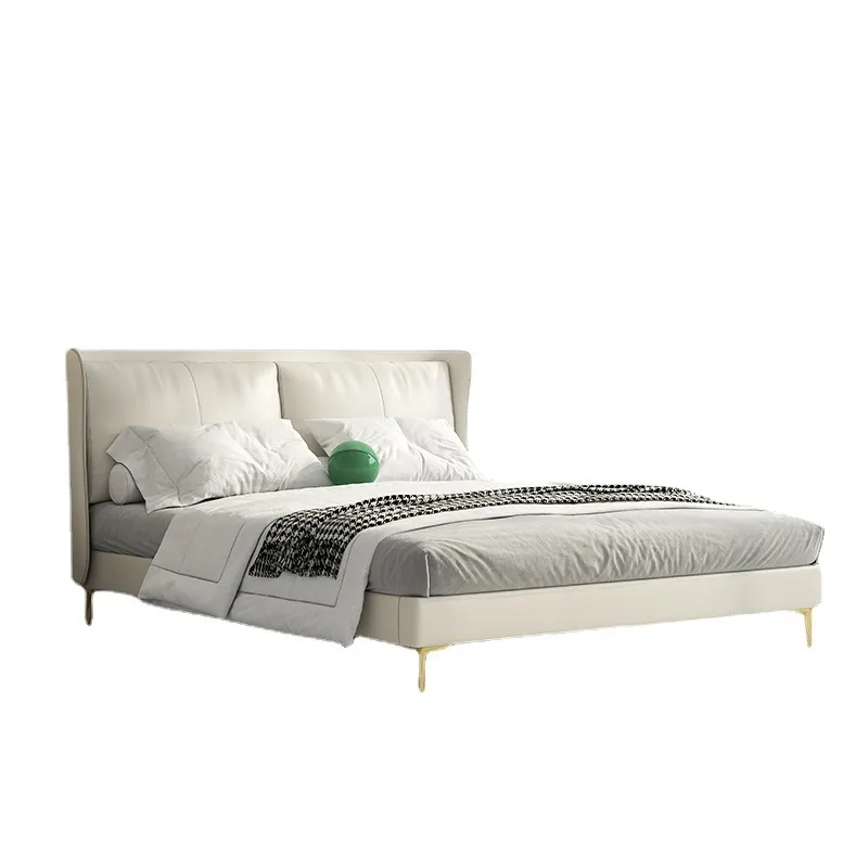 

Wind Internet celebrity designer leather bed double 1.5 meters master bedroom Nordic white leather wedding