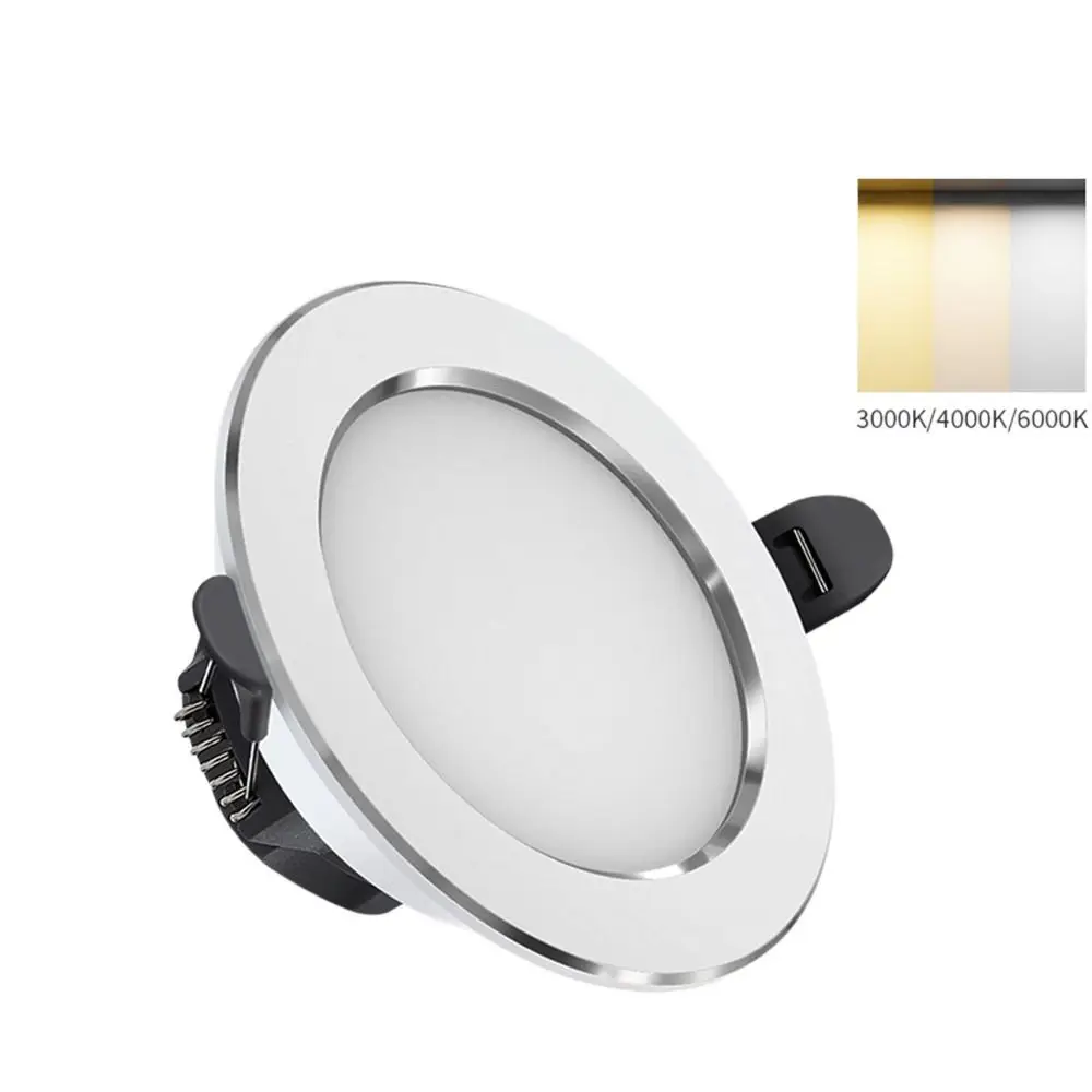 Small Recessed LED Downlight Tricolor Dimmable Spot Light Down Lights Energy Saving 5W 7W Ceiling Spot Lights Bedroom