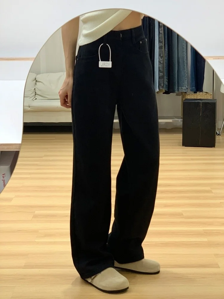 Damskie spodnie jeansowe typu bootcut, wyszczuplające, z wysokim stanem, wygodne, oddychające, odporne na zużycie.