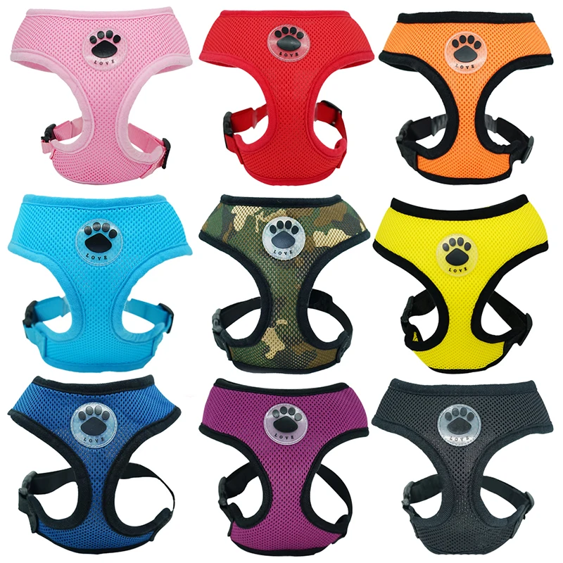 Paw Dog Harness Vest Breathable Adjustable For Puppy Small Medium Dogs Cat Collar Rope Outdoor Walking