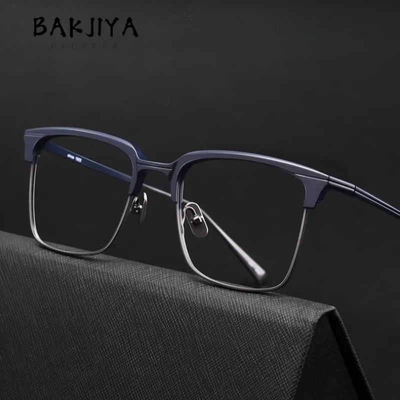 

Japanese Brand Handmade Pure Titanium Square Eyeglasses Frame Business Men Big Face Vintage Spectacle Ultralight Glasses Eyewear