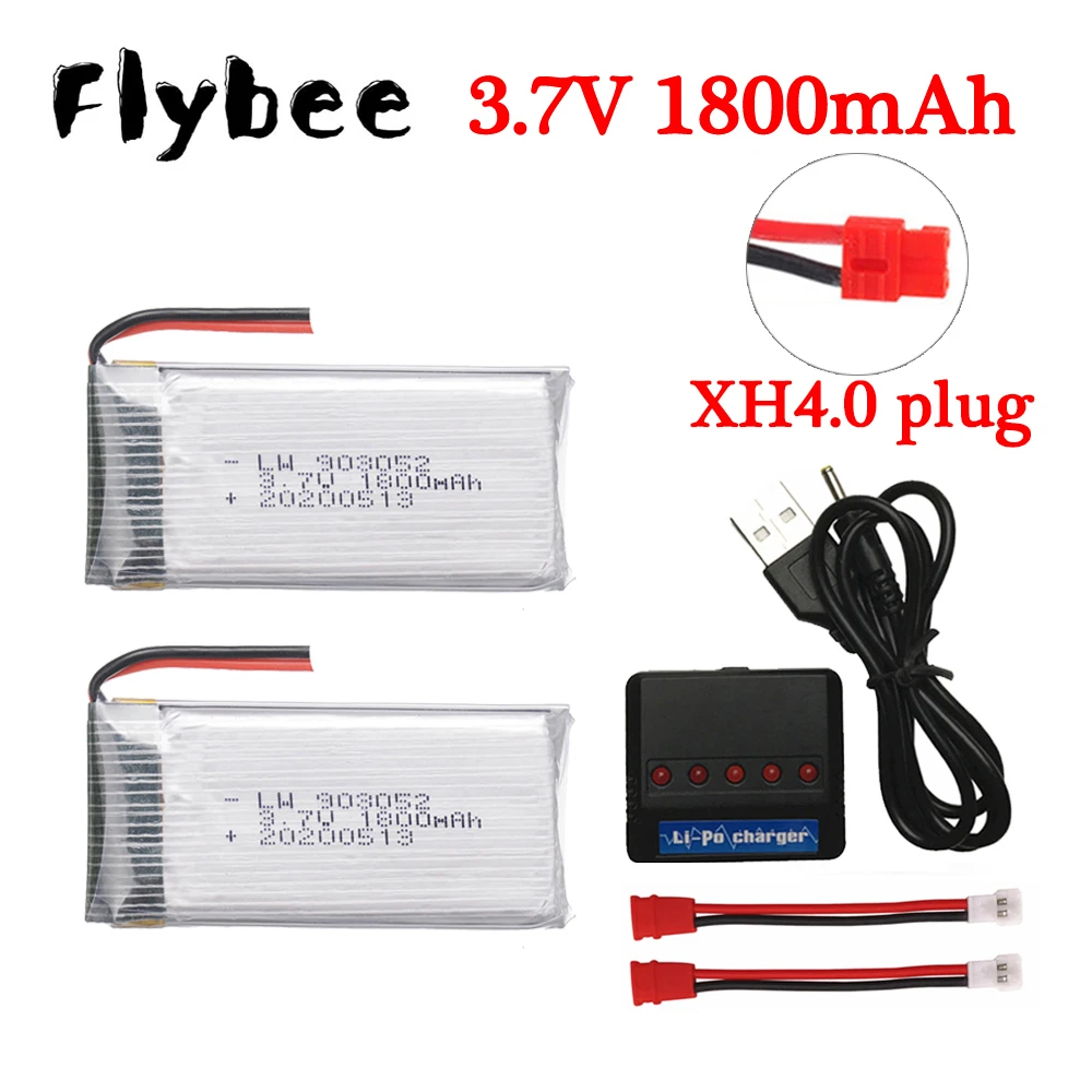 (XH 4,0 stecker) lipo Batterie 1S 3,7 v 1800mAh Akku mit ladegerät Für JJRC SYMA RC Drone Hubschrauber Quadcopter Teile