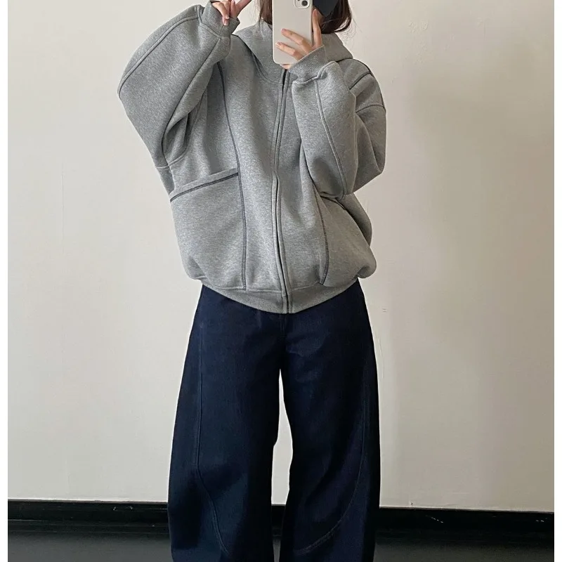 2025 Spring/Summer High-Quality Hooded Zippered Pullover Women's Loose-Fitting Casual Jacket