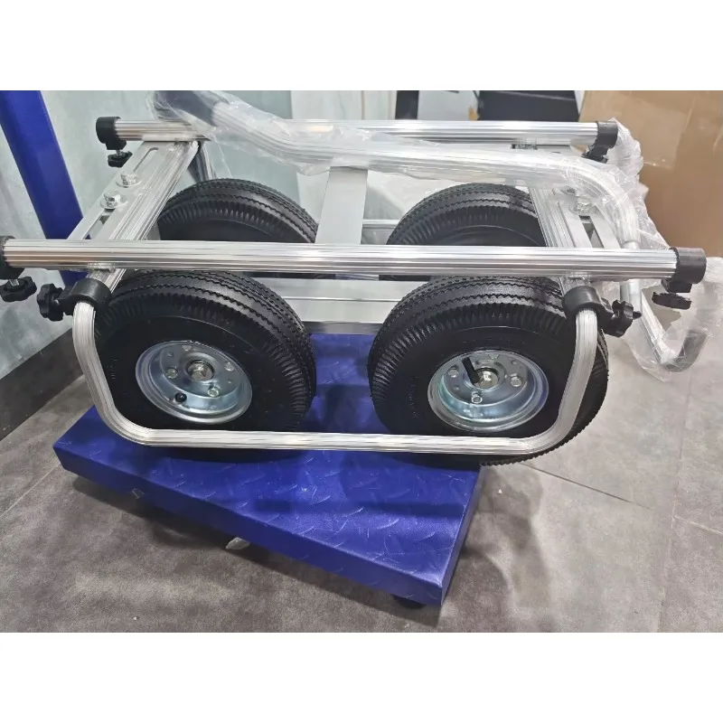 Aluminum four-wheel silent flat trolley with frame four-wheel pulling flat trolley