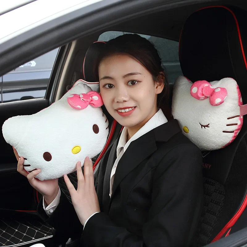 Hello Kitty Car Headrest Car Neck Pillows Cute Cartoon Plus for All Vehicles Automobiles Interior Decoration Accessories Gift