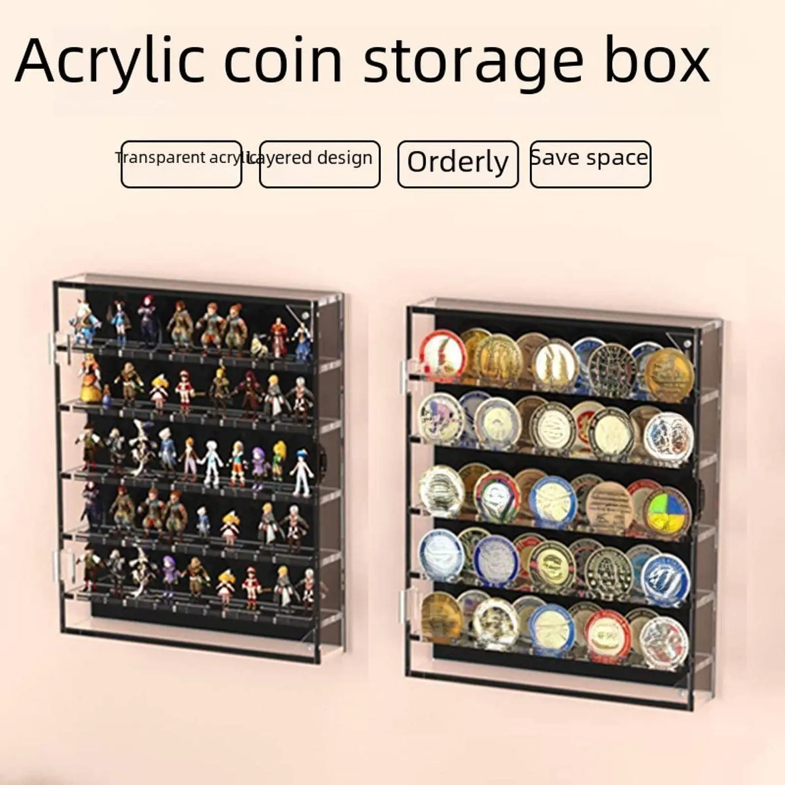 

Acrylic Coin Holder Challenge Specie Display Case Organizer Specie Box Medal Shadow Box for Collectibles Medals