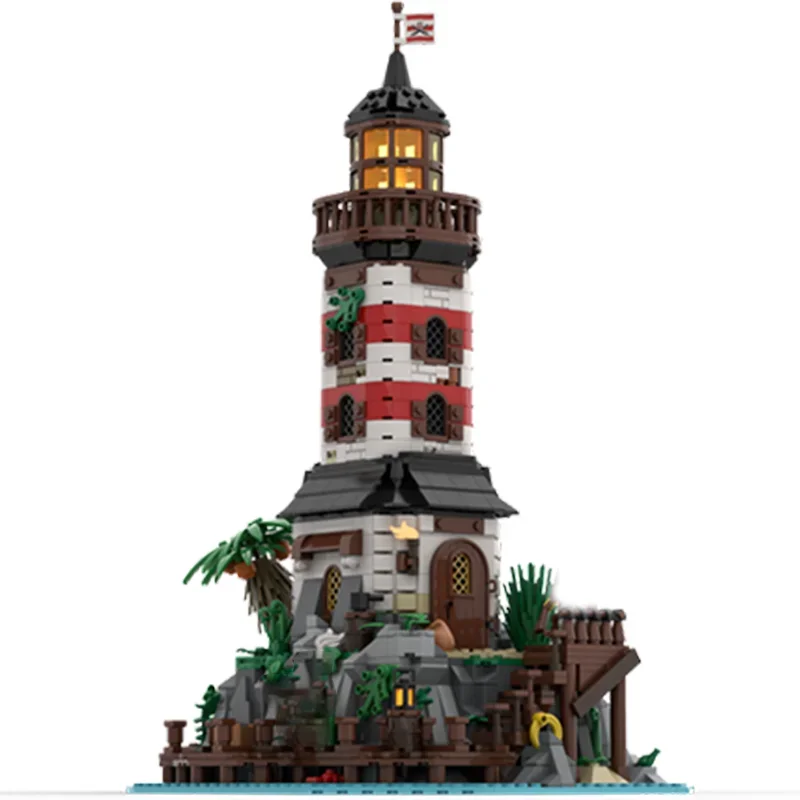 ตัวต่อ Moc Empire Lighthouse 1144 ชิ้น ชุดสร้างบ้านซ่อนเร้นโจรสลัด DIY ของเล่นเสริมสร้างความคิดสร้างสรรค์ ชุดตัวต่อแบบจำลอง ของขวัญวันเกิด สำหรับตั้งโชว์