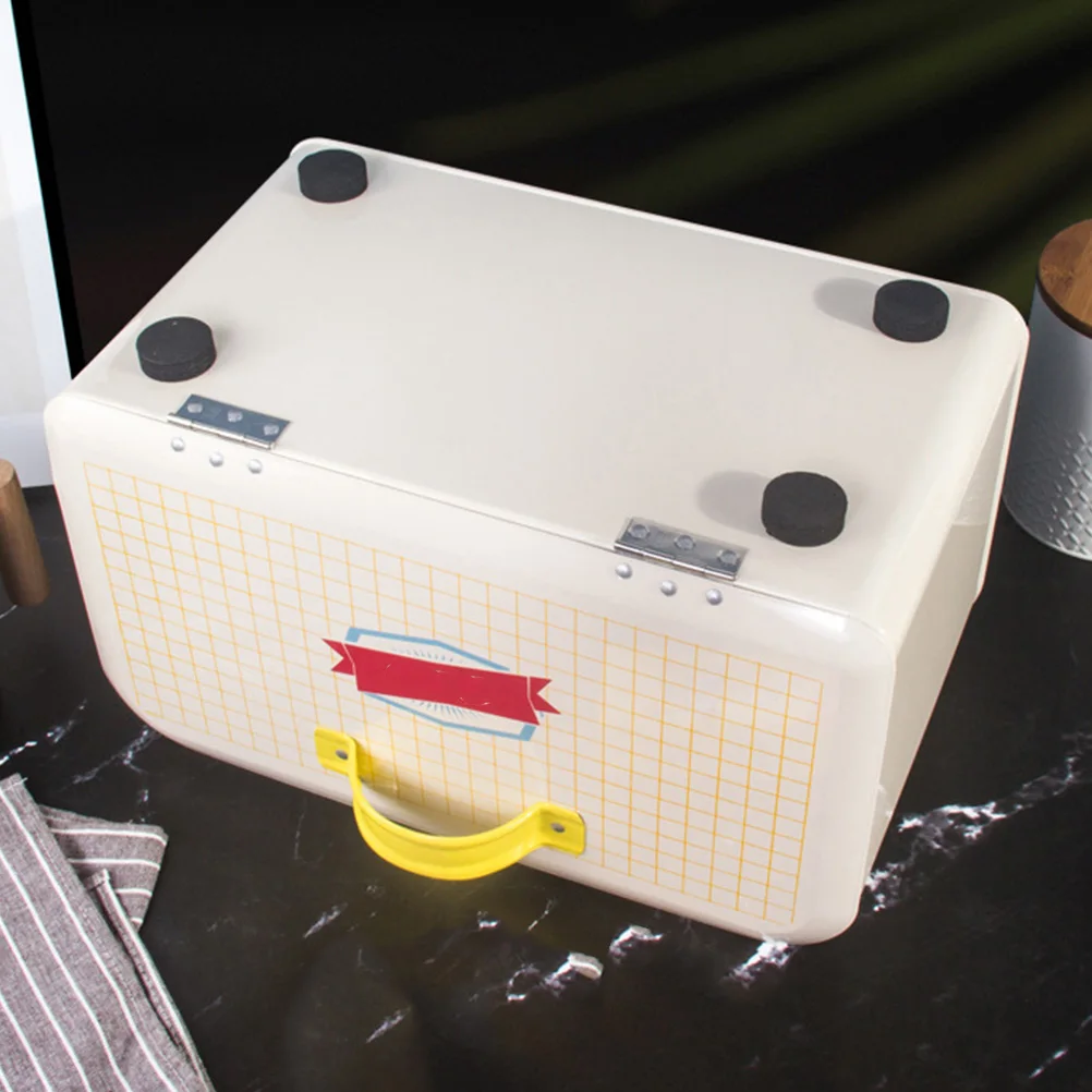 

Bread Box Large Capacity Snacks Storage Container Galvanized Iron Airtight Kitchen Supplies Beige Bakery Use