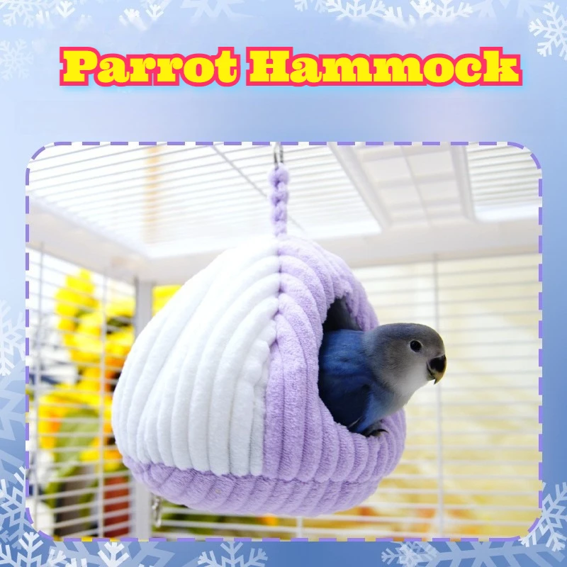 

Winter Parrot Hammock Warm Fluffy Plush Hanging Nest Budgies Cockatiels Lovebird Cold Weather Sleeping Bed Pet Bird Cozy Shelter