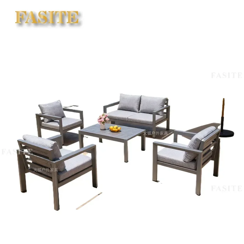 For Outdoor Courtyard Aluminum Alloy Leisure Sofa Waterproof Sunscreen Open Air Balcony Hotel Homestay Milk Tea Shop Table