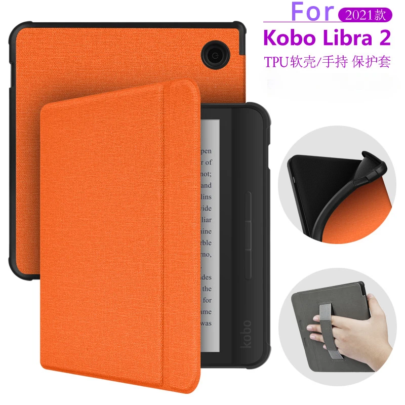 

Fabric Soft Case with Hand Strap for Kobo Libra 2 (2021 Release，Model:N418)-Sleeve Shockproof Shell for 7" Kobo Libra 2 E-Reader