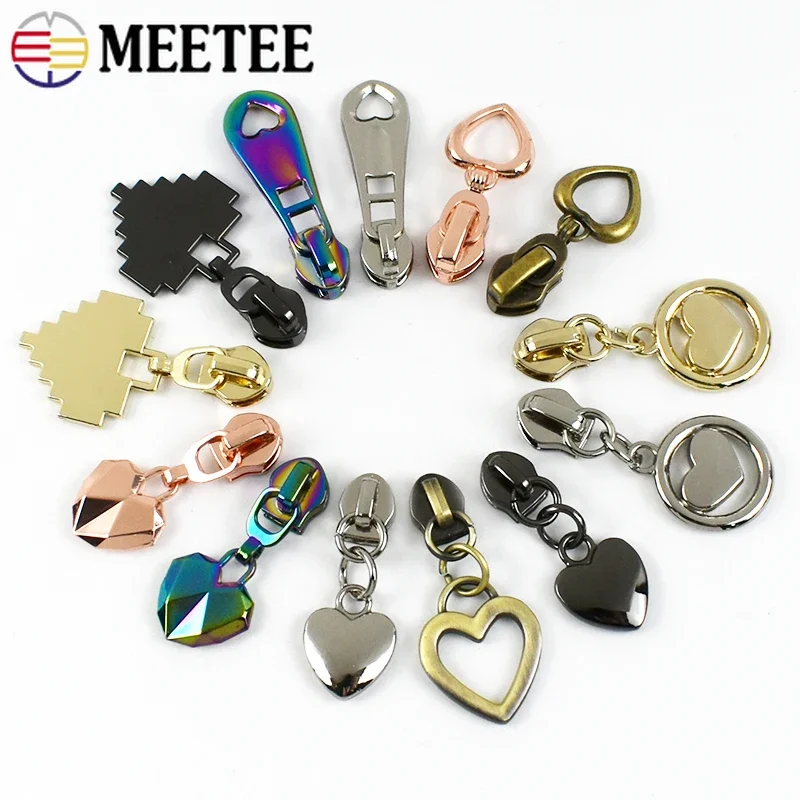 

5/10Pcs 5# Heart Zipper Sliders for Nylon Zippers Tape Women's Handbags Pocket Replace Zips Puller Repair Kits Bags Accessories