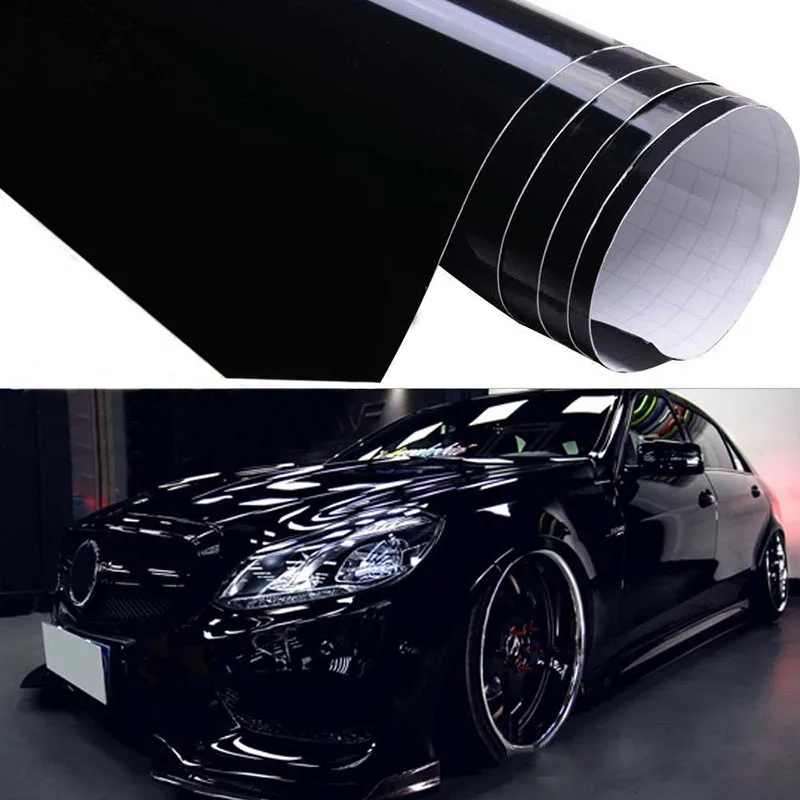 Sticker Decoration Paint UV-resistant Vinyl Car Sticker Film Wrap Interior Gloss Black 59*152cm Useful Hot 2018