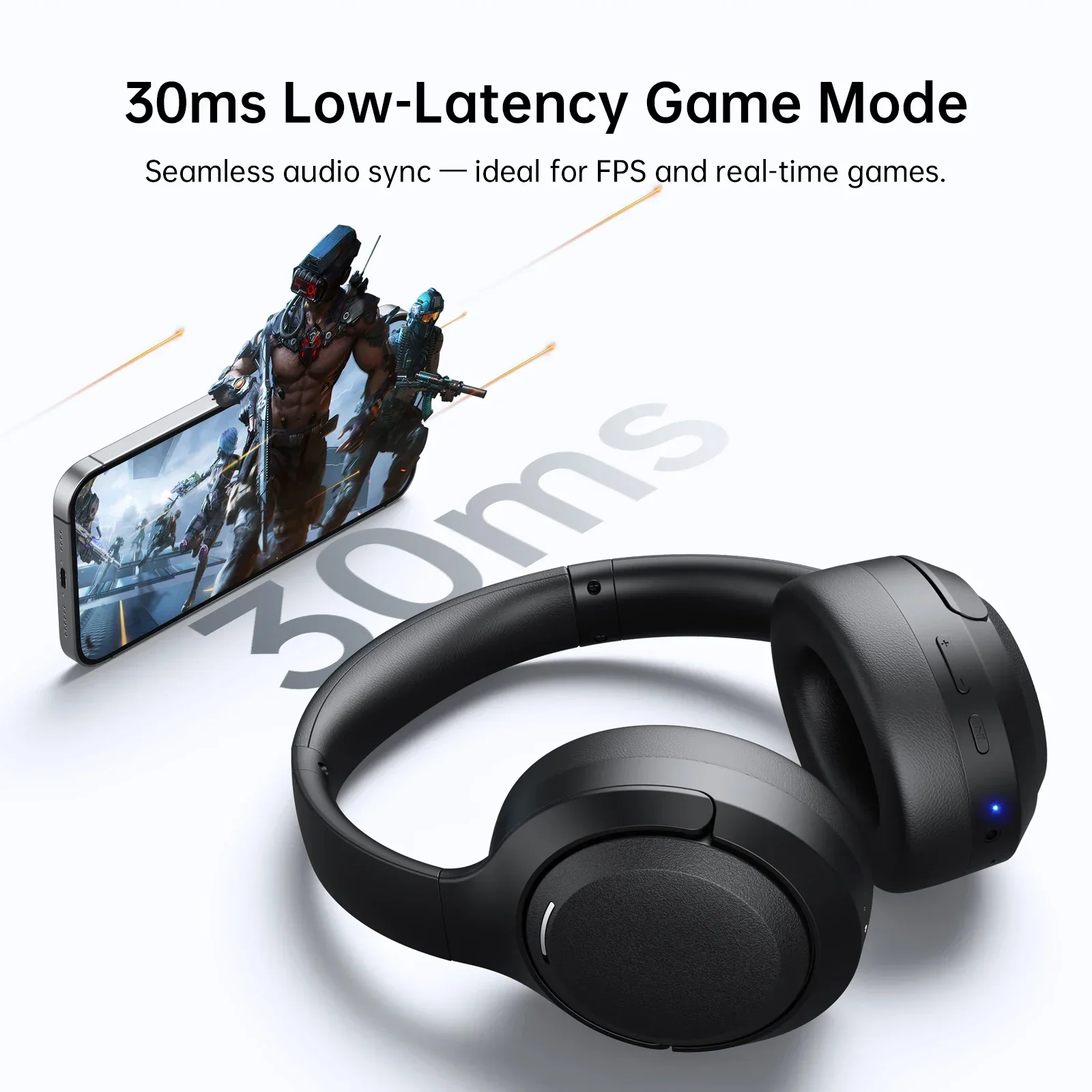 OneOdio EKSA P300 – bezprzewodowe słuchawki z aktywną redukcją szumów (ANC), Bluetooth 5.4, słuchawki nauszne, wysokiej jakości dźwięk Hi-Res HiFi, wyposażone w mikrofon AI ENC, czas pracy do 100 godzin. — zdjęcie produktu 5