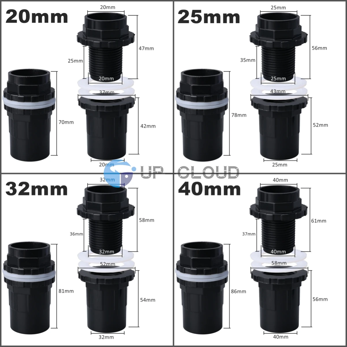 1pc 20/25/32/40/50mm PVC Straight DrainPipe joints  Fish Tank Overflow Fittings Aquarium Drainage  Water Inlet/Outlet Accessory