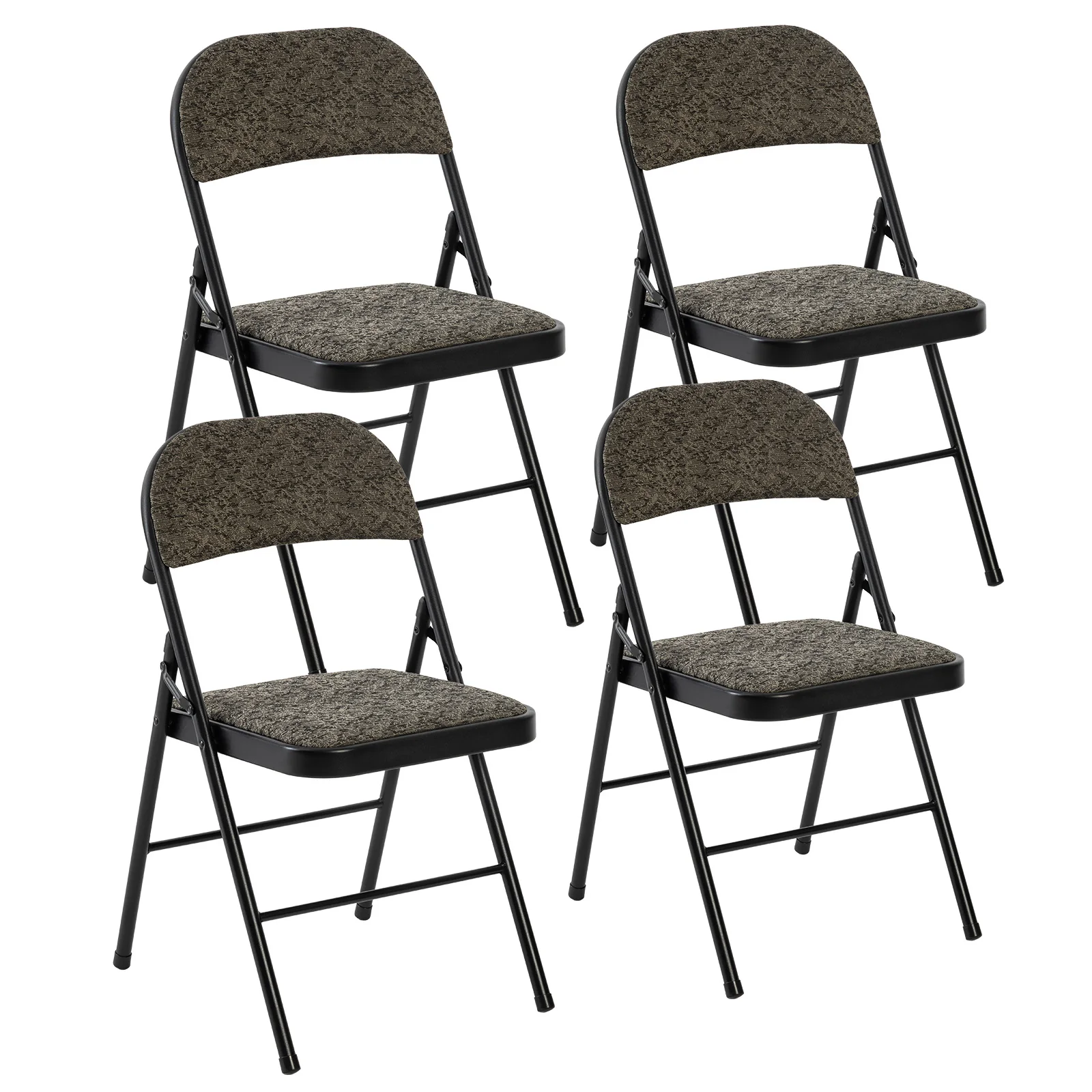 MCQ 4 Pack Foldable Fabric Padded Cushion Office Chair Ergonomic Metal Frame Soft Cushion Lumbar Support Heavy Capacity 330LB For Home Office﻿