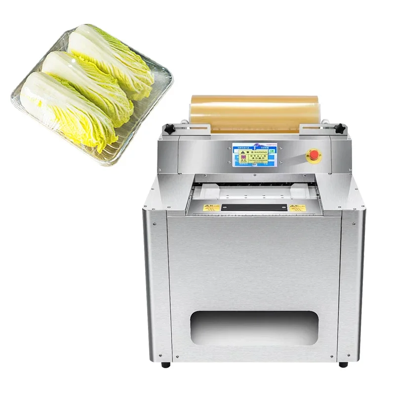 Supermarket Packaging Equipment Fresh Vegetable Fruit Cling Film Wrapper Vegetables Wrapping Packing Machine